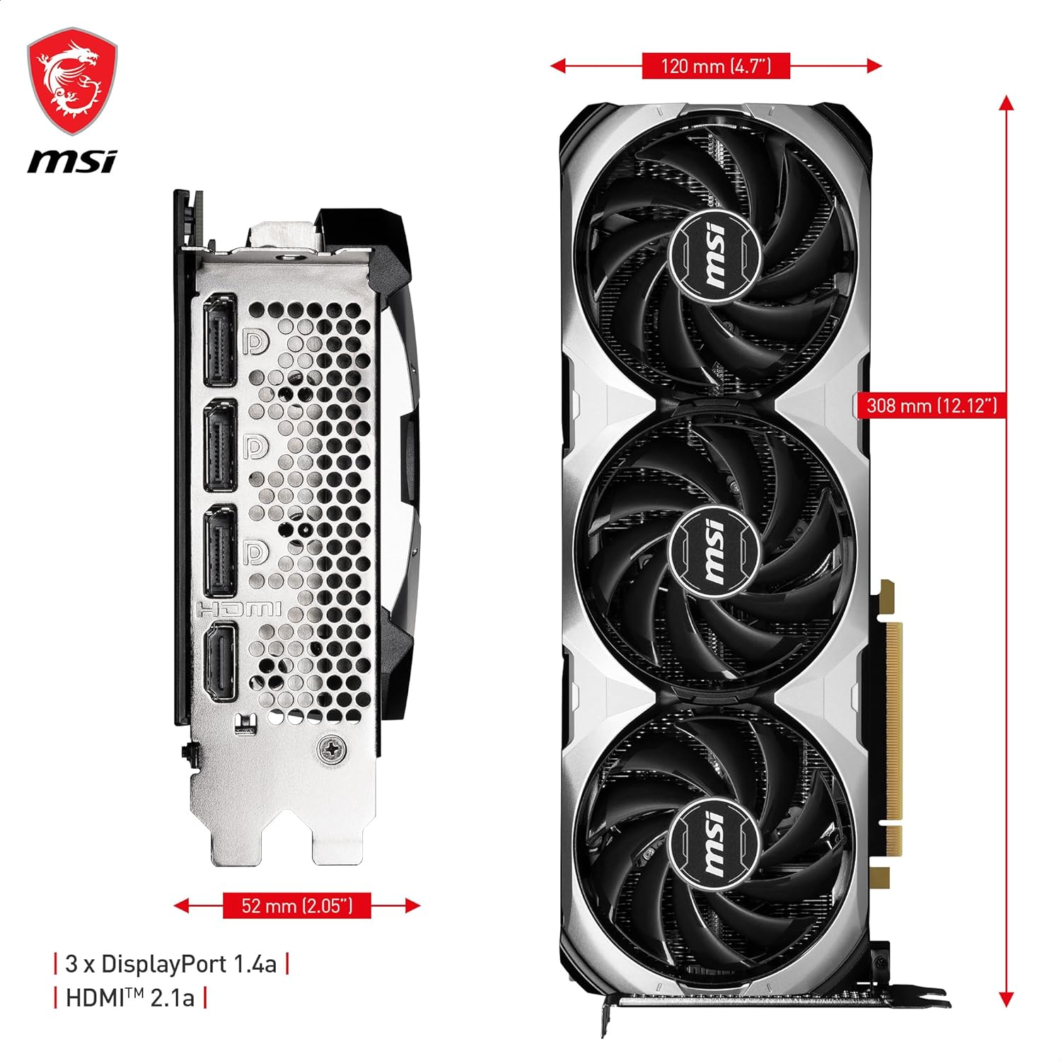 MSI GeForce RTX 4070 Ti SUPER 16G VENTUS 3X OC Graphics Card - 16GB GDDR6X, 2655 MHz, PCI Express Gen 4, 256-bit, 3x DP v1.4a, HDMI 2.1a (Supports 4K & 8K HDR) image 5