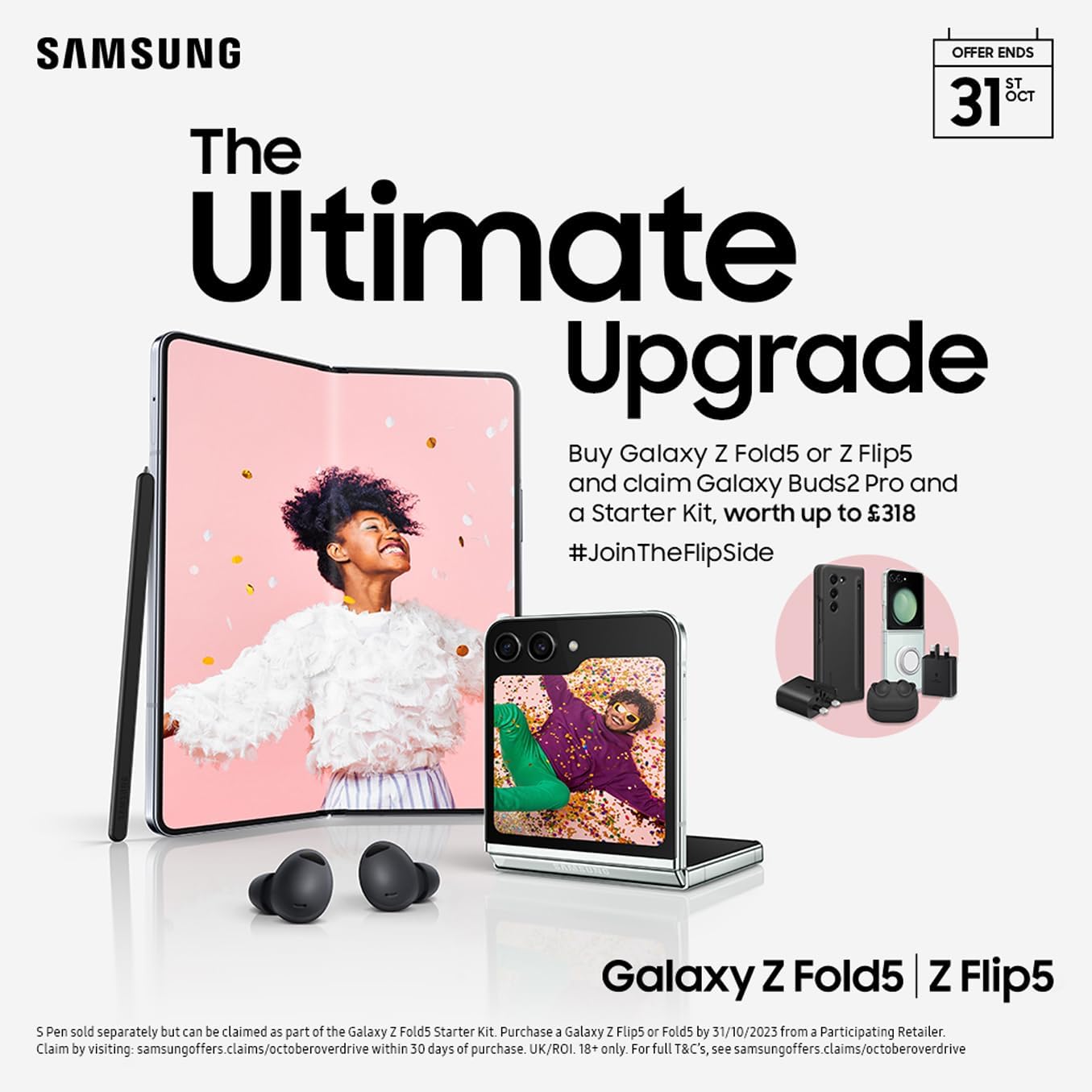 Samsung Galaxy Z Fold5, Unlocked Android Smartphone, 512GB Storage, Phantom Black, 3 Year Extended Warranty with a Samsung Galaxy Watch6, Bluetooth, 40mm, Graphite (UK Version) image 1