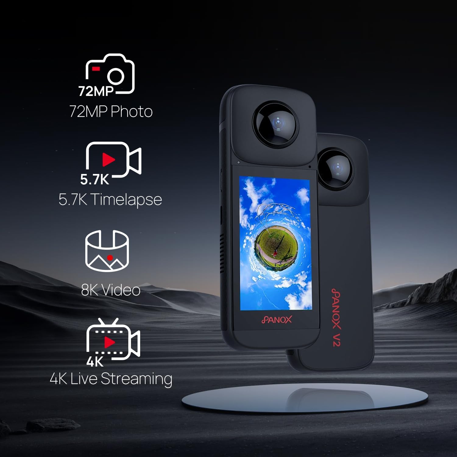 PANOX V2 360 Vlog Camera with 1/2
