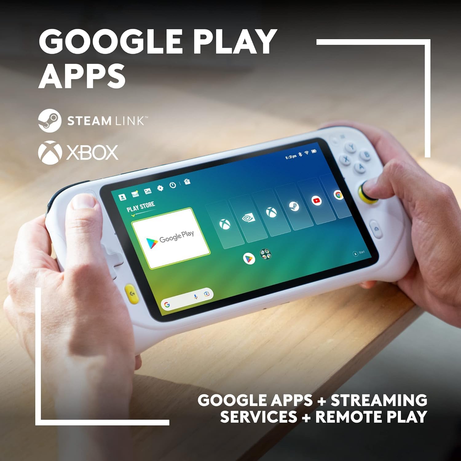 Logitech G Cloud Gaming Handheld, Portable Gaming Console with Long Battery Life, 1080P 7-Inch Touchscreen, Lightweight Design, Xbox Cloud Gaming, NVIDIA GeForce NOW, Google Play - UK plug - White image 3