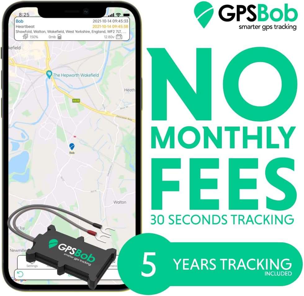 GPSBob 5 Year 2G 12/24v Wired GPS Tracker, All Inclusive, No Monthly Fees, No Subscriptions, One Off Fee, 5 Years Service Included, Car, Van, Truck, Caravan, Motorhome Tracker, Plug and Play image 1