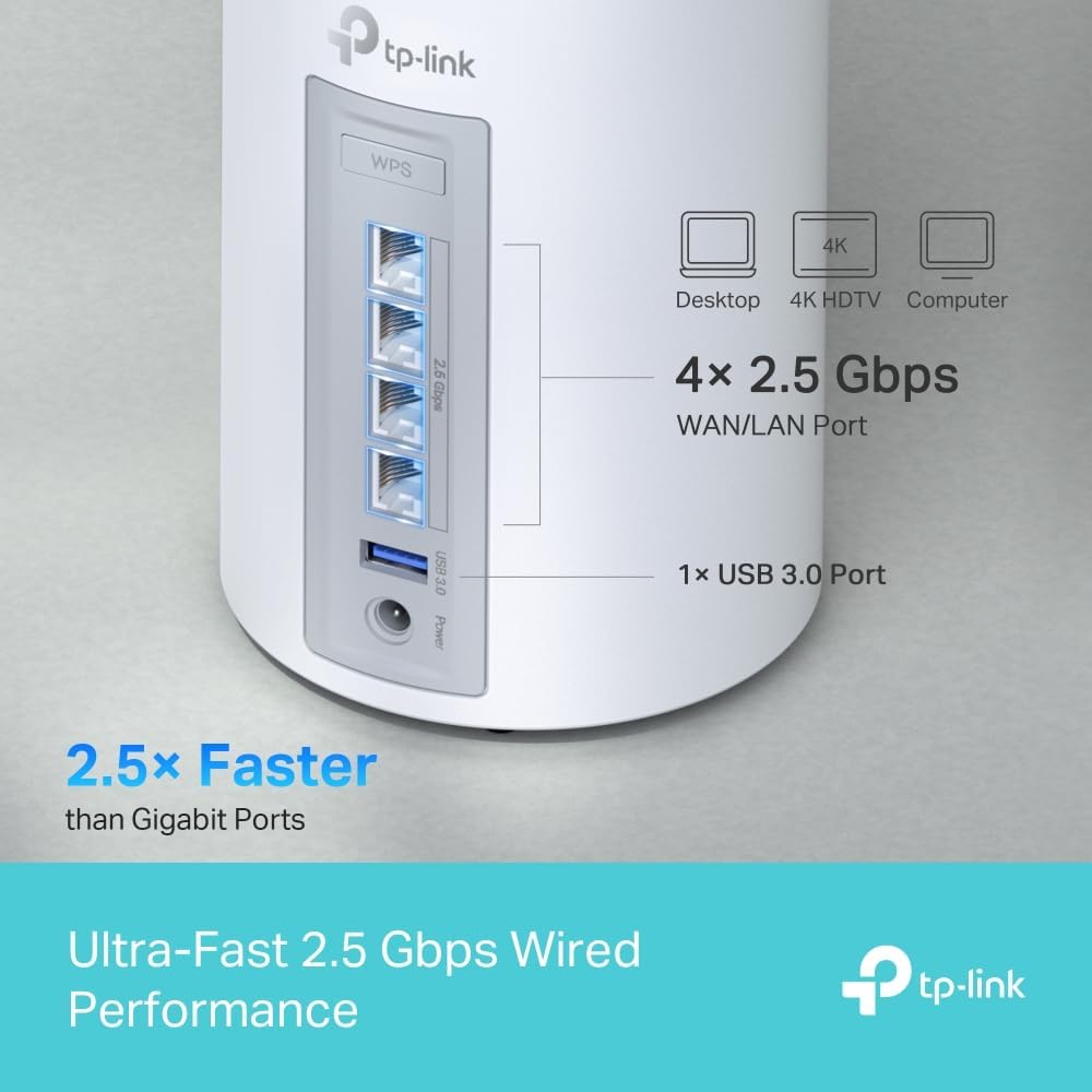 TP-Link Deco BE65 BE9300 Tri-Band Whole Home Mesh WiFi 7 System, Speeds up to 9214 Mbps, AI-Driven, Connect Over 200 Devices, Ideal for Gaming&4K, Easy Setup, Mesh System 2.5G Connectivity, Pack of 3 image 1