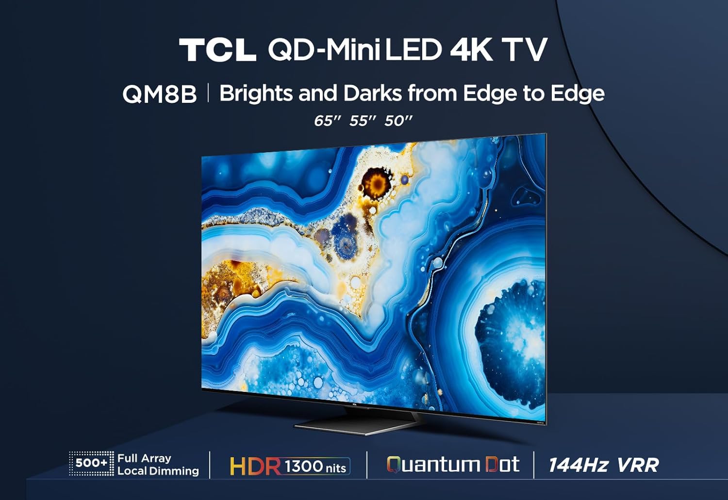 TCL 50QM8B 50-inch QLED Mini LED Smart TV, 4K HDR Premium 1300nits, Powered by Google TV (Dolby Vision & Atmos, Onkyo 2.0 sound system, 144Hz Motion Clarity Pro, Hands-Free Voice Control) image 2