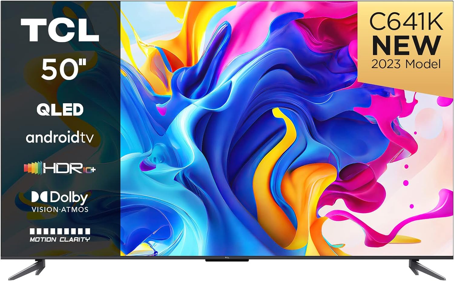 TCL 50C641K 50-inch QLED Television, 4K Ultra HD, Android Smart TV (Game master, Dolby Atmos, Freeview Play, Motion clarity, Hands-Free Voice Control, compatible with Google assistant & Alexa) image 0