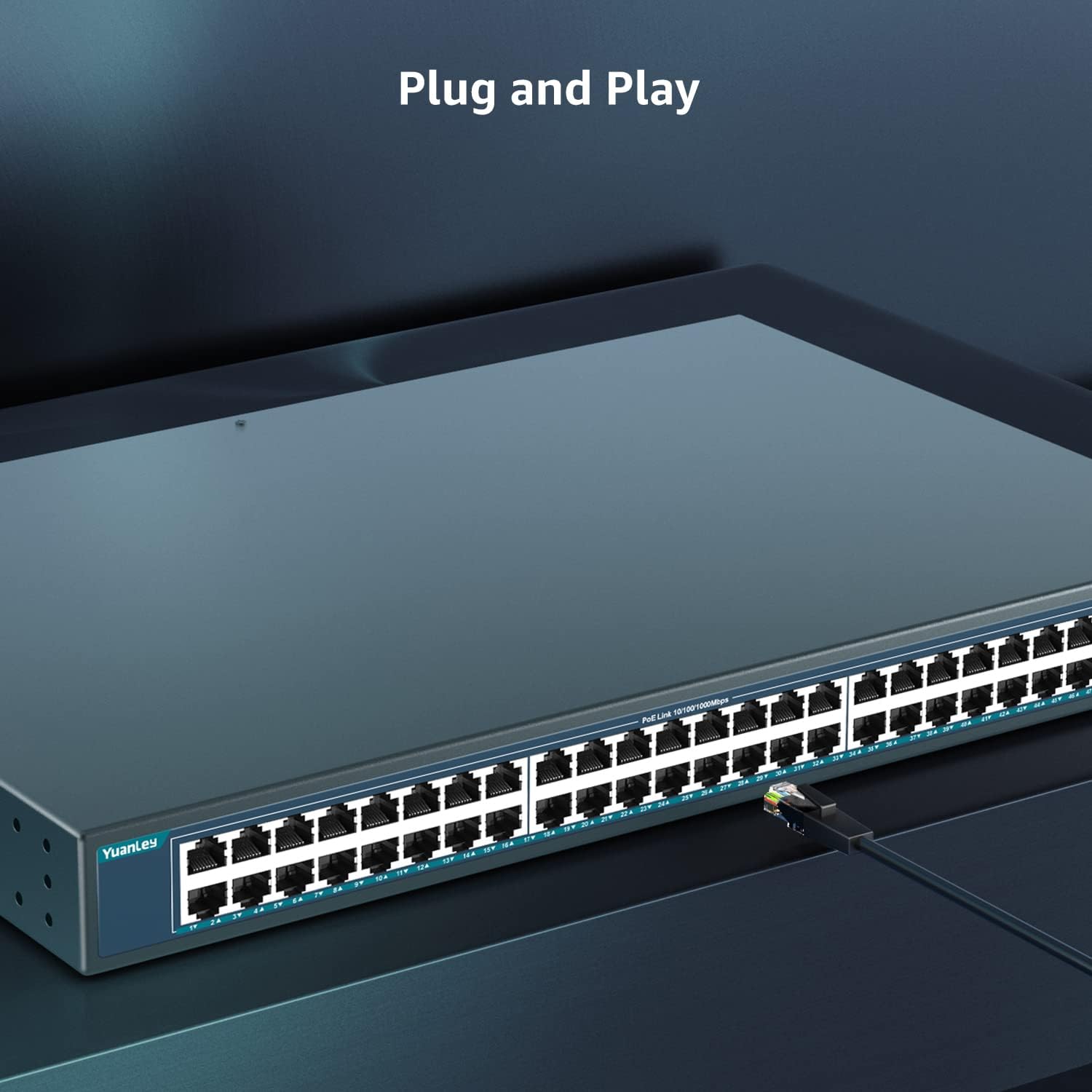 YuanLey 48 Port Gigabit PoE Switch Unmanaged with 2 1000Mbps SFP Uplink, 50 Port 802.3af/at 800W High Power PoE+ Network Switch, Metal Rackmount Power Over Ethernet Switch image 4