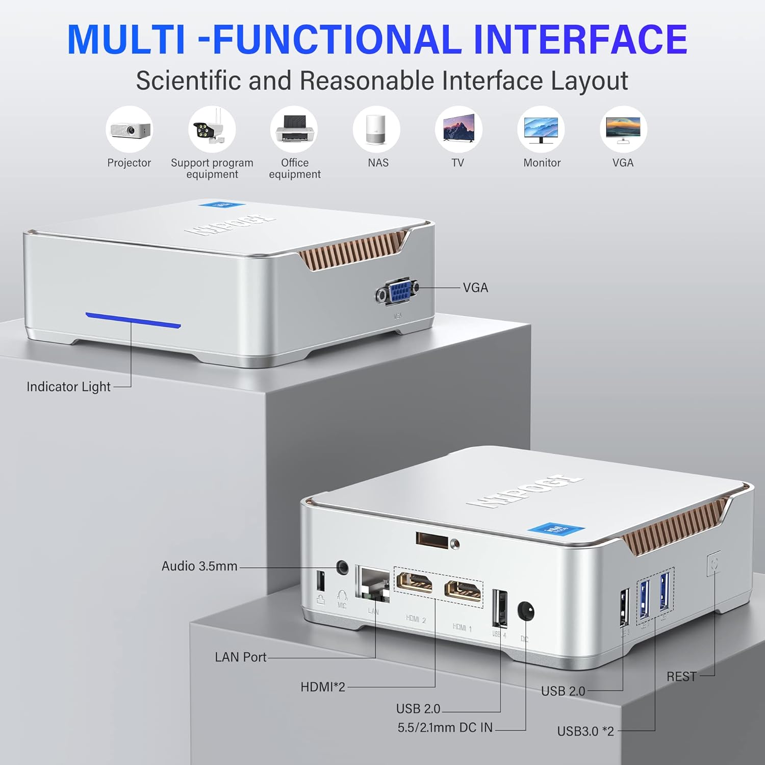 NiPoGi Mini PC Intel Alder Lake-Ν95 12th(up to 3.4GHz),8GB RAM, 128 GB 2666 GHz, Portable Performance Solution image 3