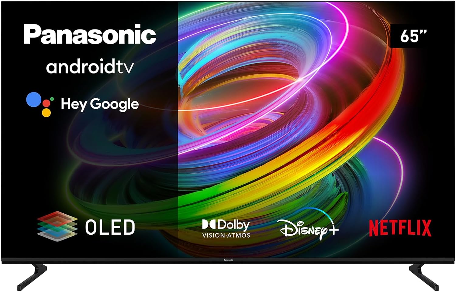 Panasonic TX-65MZ700B, 65 Inch 4K Ultra HD OLED Smart 2023 TV, High Dynamic Range (HDR), Dolby Atmos and Dolby Vision, Android TV, Google Assistant, Chromecast, 2 Feet Pedestal, Remote Control, Black image 0