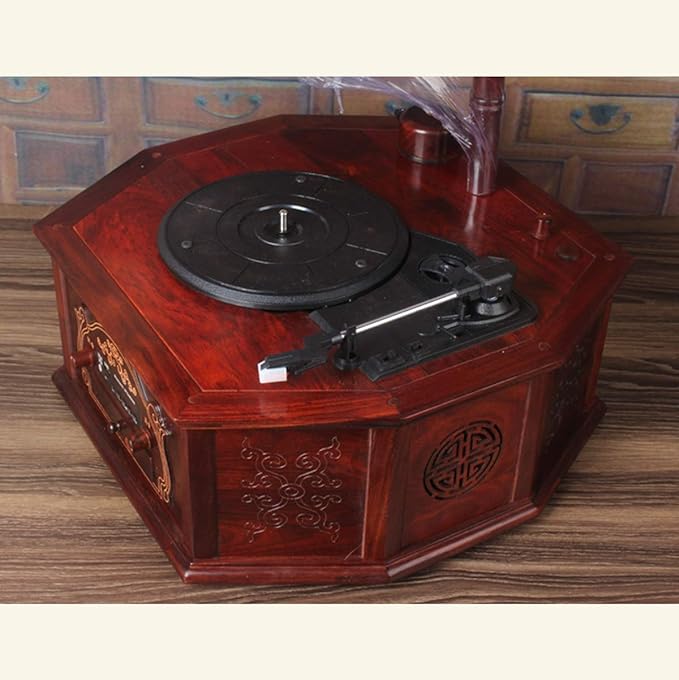 Old-fashionedrecord playerturntable Bluetooth USB record player with phone Subwoofer home furnishings Mahogany material, capable on Bluetooth/USB along with Corded Electric image 3