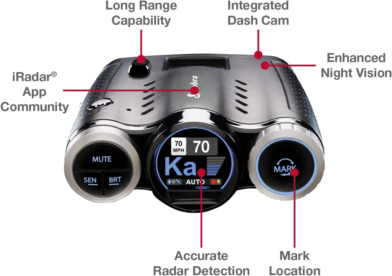 Cobra Road Scout Dash Cam and Radar Detector, Left, WiFi, Bluetooth, iRadar Compatible, HD 1080P Dash Camera for Cars, Heavy Duty EZ Mag Mount, Connects with iRadar App image 2