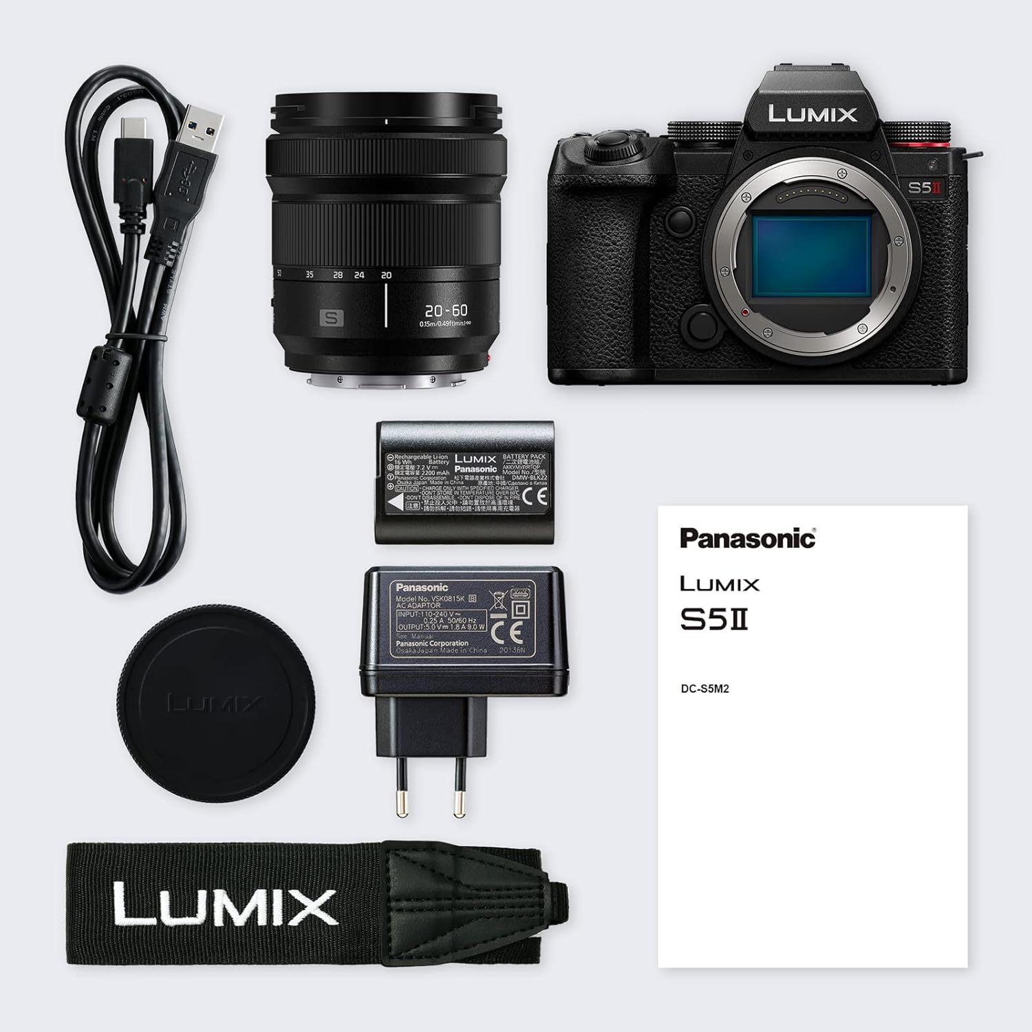 Panasonic LUMIX DC-S5 II Full Frame Mirrorless Camera with 20-60mm F3.5-5.6 Lens, 4K 60P and 6k 30P, Flip Screen, Wi-Fi, Active IS, Black image 1