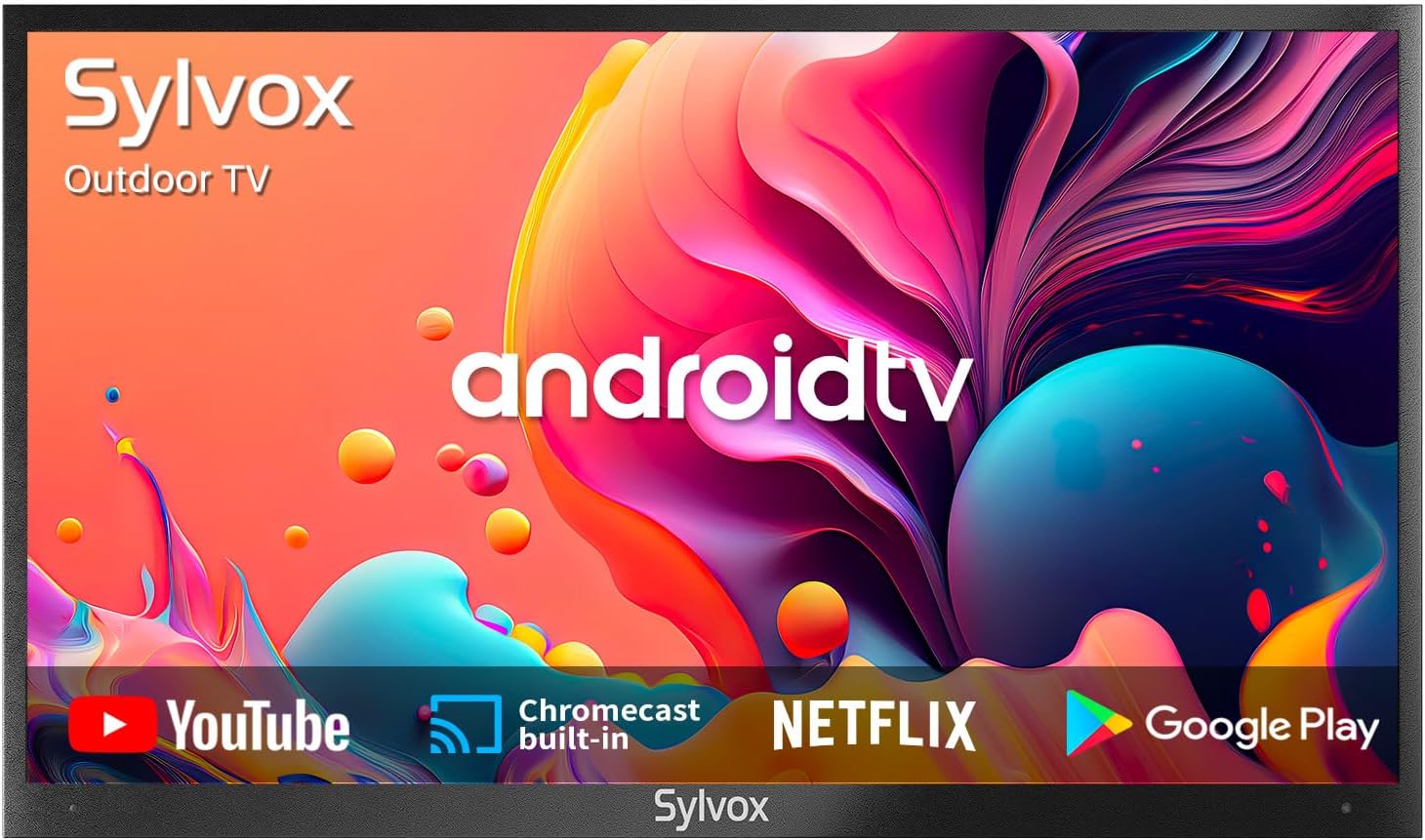 SYLVOX 75 inch Outdoor TV, 4K UHD Android Smart TV 1000Nit for Partial Sun, IP55 Waterproof Outside TV Chromecast Built-in, Voice Assistant, Bluetooth, WiFi, 3 HDMI Input (Deck Pro Series) image 0