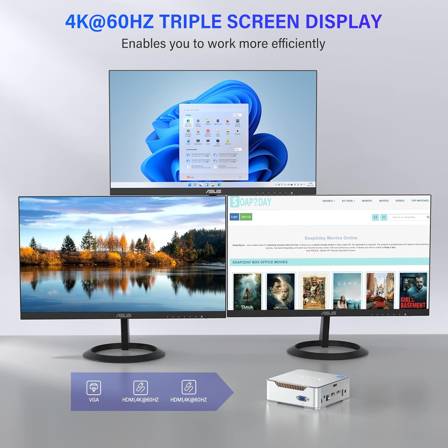 NiPoGi Mini PC Intel Alder Lake-Ν95 12th(up to 3.4GHz),8GB RAM, 128 GB 2666 GHz, Portable Performance Solution image 4