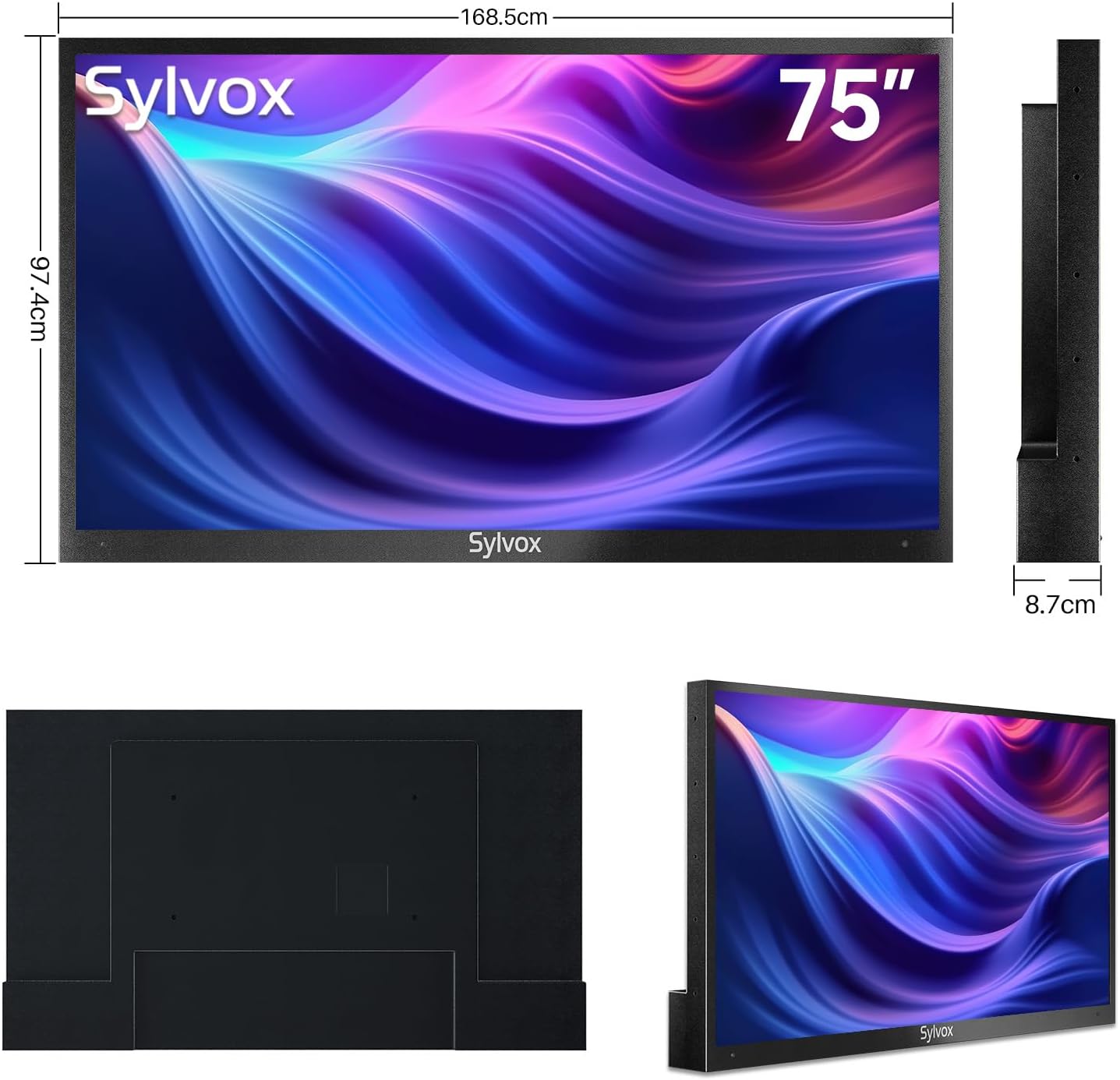 SYLVOX 75” Outdoor TV, 4K UHD Smart Outdoor Television 2000 nits High Brightness, IP55 Waterproof TV with Chromecast, Voice Assistant, Android Outside TV for Full Sun (Pool Pro Series) image 1