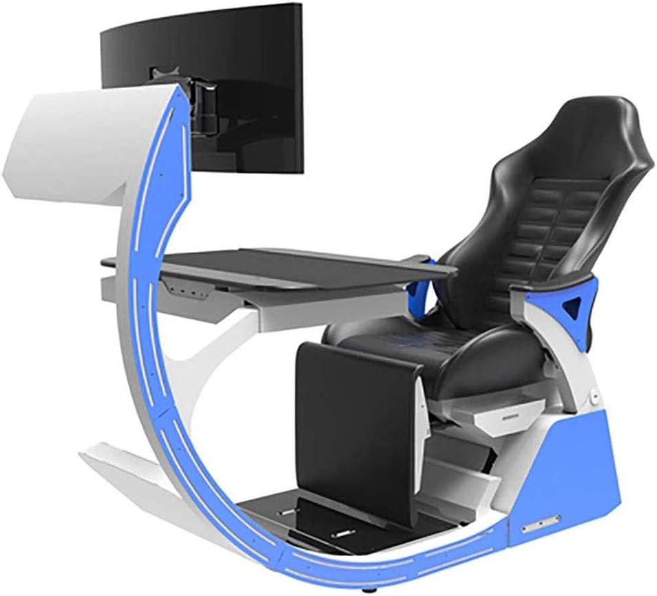 FLOWFX Video Game Chairs Gaming Chair Ergonomic Computer Cockpit Happy-Chair-Esports-Chair with Comfortable Neck And Lumbar Spine Tiresome (Color : Blue) lofty ambition image 0