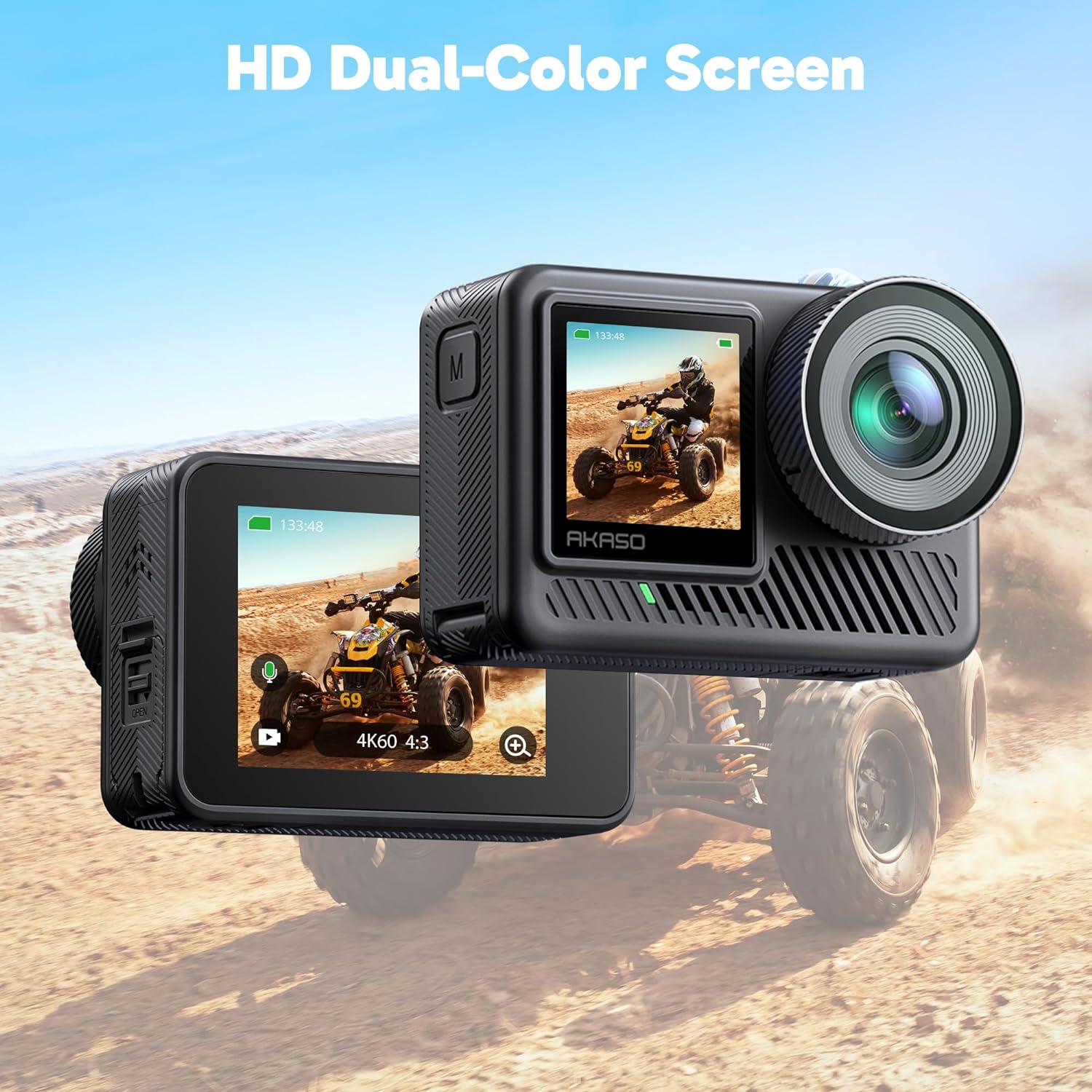 AKASO Brave 8 Lite Waterproof Action Camera - 4K60 Ultra HD Video, 20MP Photos, HDR, Dual Screen, SuperSmooth Stabilization, 8X Slow Motion, 4X ZOOM, Super Wide Angle, and Accessory Kits image 2