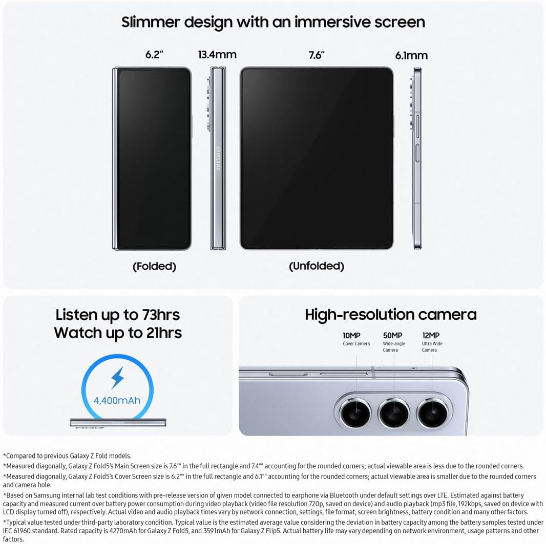 Samsung Galaxy Z Fold5, AI Android Smartphone, Unlocked Android Smartphone, 256GB Storage, Cream, 3 Year Manufacturer Extended Warranty (UK Version) image 2