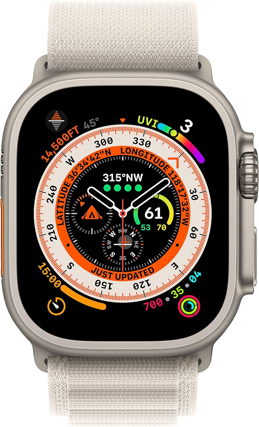 Apple Watch Ultra (GPS + Cellular, 49mm) Smart watch - Titanium Case with Starlight Alpine Loop - Small. Fitness Tracker, Precision GPS, Action Button, Extra-Long Battery Life, Brighter Retina Display image 1
