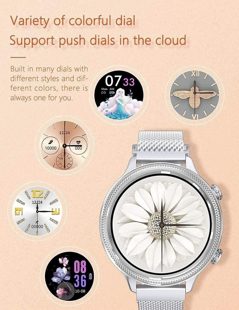 ASVIL Smart Watch Ladies Round Touchscreen IP68 Waterproof Smartwatch for Women Fitness Tracker with Heart Rate and Sleep Pedometer Bracelet (Color : 3)(2)(2) image 2