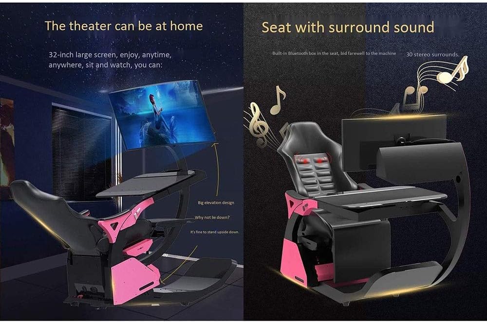 FLOWFX Video Game Chairs Gaming Chair Ergonomic Computer Cockpit Happy-Chair-Esports-Chair with Comfortable Neck And Lumbar Spine Tiresome (Color : Blue) lofty ambition image 2