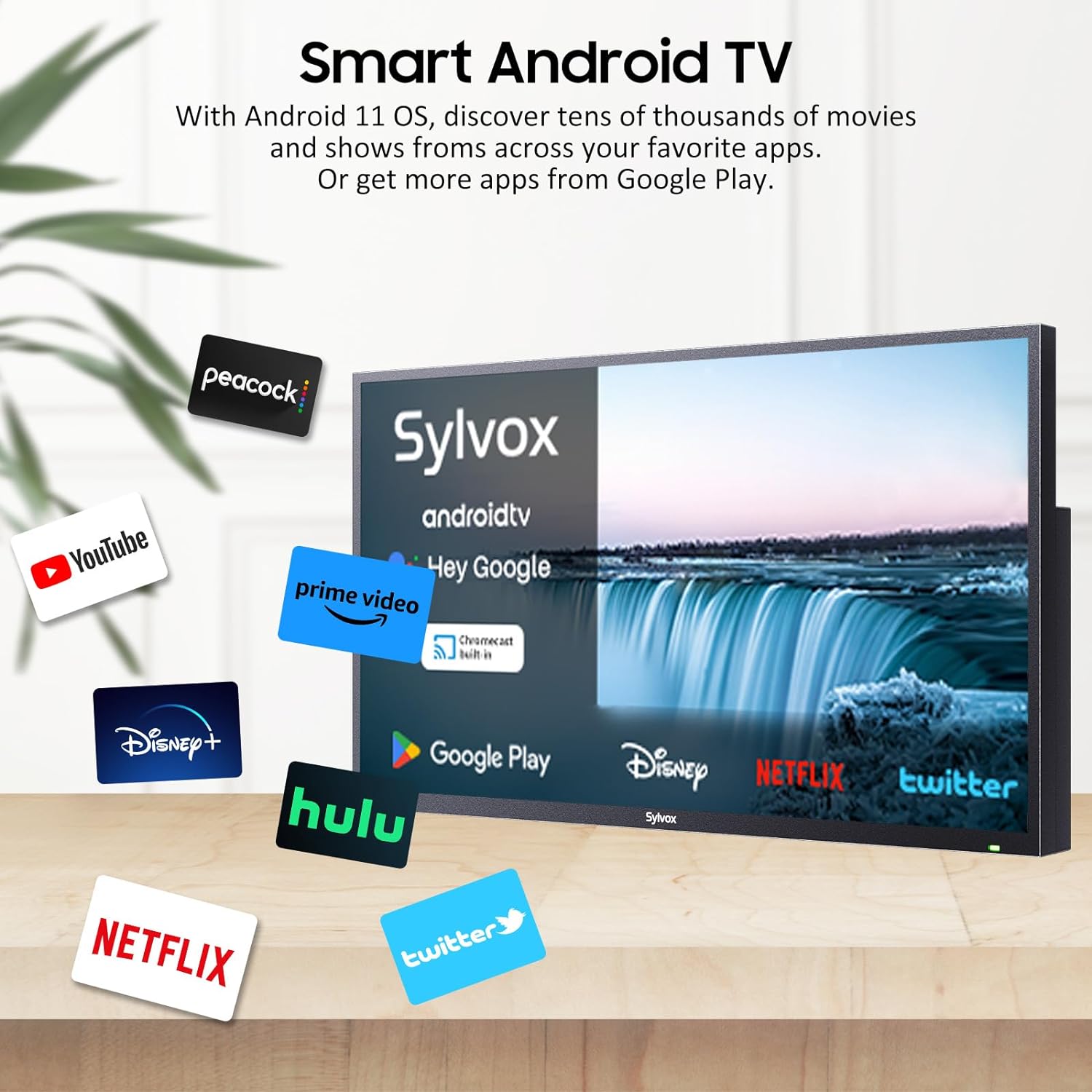 SYLVOX 75 inch Outdoor TV, 4K UHD Android Smart TV 1000Nit for Partial Sun, IP55 Waterproof Outside TV Chromecast Built-in, Voice Assistant, Bluetooth, WiFi, 3 HDMI Input (Deck Pro Series) image 1