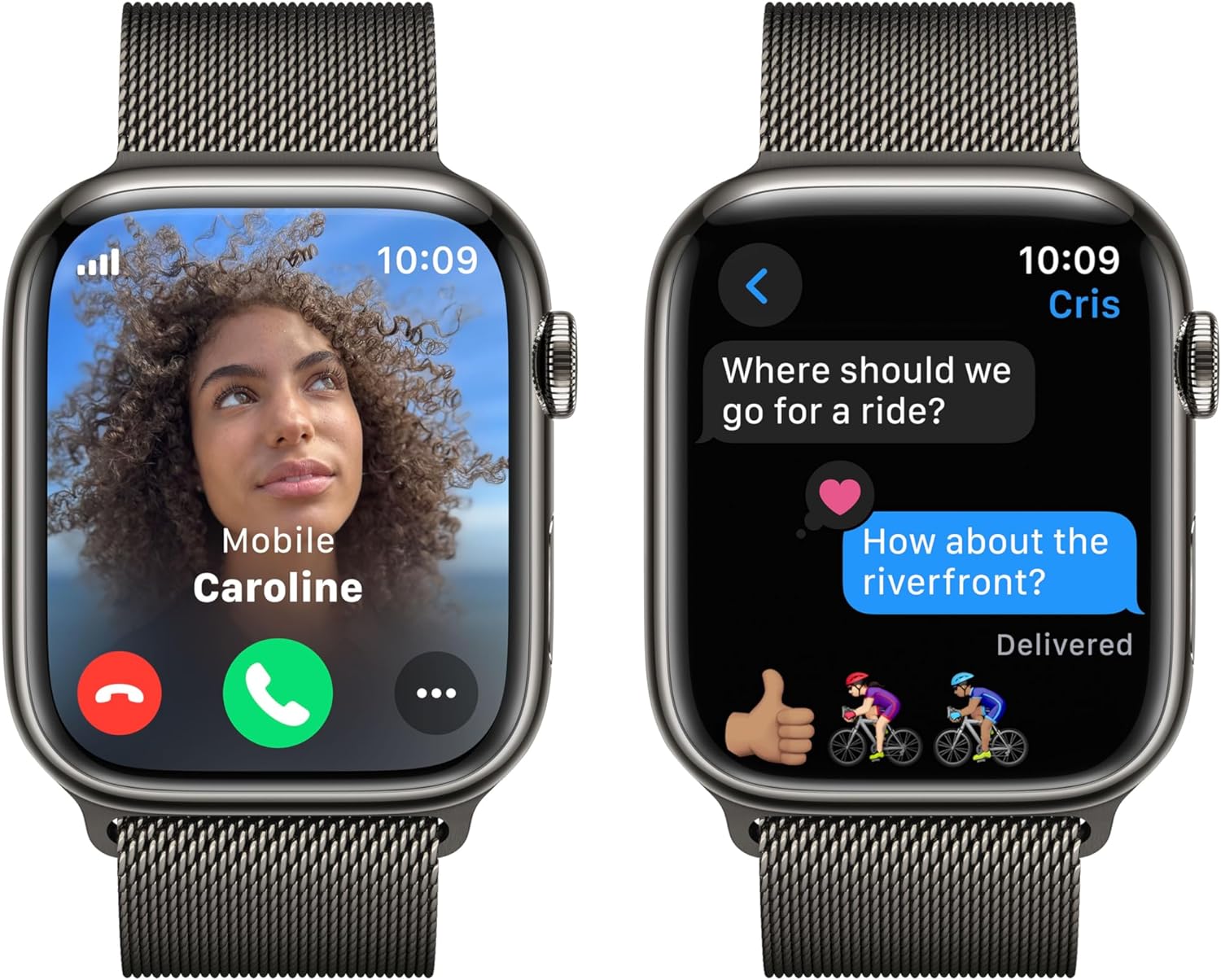 Apple Watch Series 9 [GPS + Cellular 45mm] Smartwatch with Graphite Stainless steel Case with Graphite Milanese Loop One Size. Fitness Tracker, Blood Oxygen & ECG Apps, Water Resistant image 3