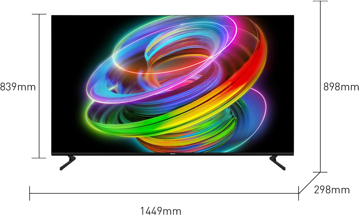 Panasonic TX-65MZ700B, 65 Inch 4K Ultra HD OLED Smart 2023 TV, High Dynamic Range (HDR), Dolby Atmos and Dolby Vision, Android TV, Google Assistant, Chromecast, 2 Feet Pedestal, Remote Control, Black image 1