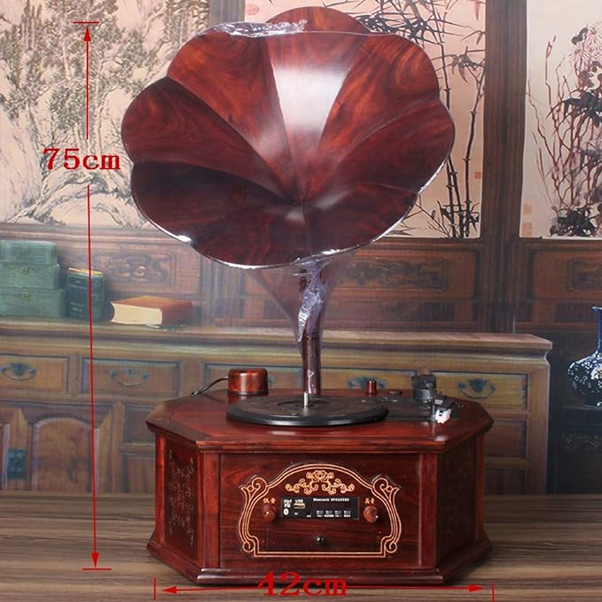 Old-fashionedrecord playerturntable Bluetooth USB record player with phone Subwoofer home furnishings Mahogany material, capable on Bluetooth/USB along with Corded Electric image 1
