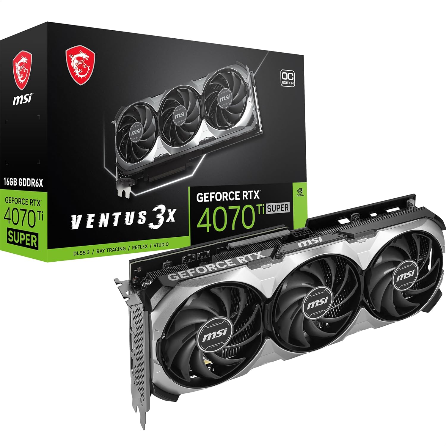 MSI GeForce RTX 4070 Ti SUPER 16G VENTUS 3X OC Graphics Card - 16GB GDDR6X, 2655 MHz, PCI Express Gen 4, 256-bit, 3x DP v1.4a, HDMI 2.1a (Supports 4K & 8K HDR) image 0