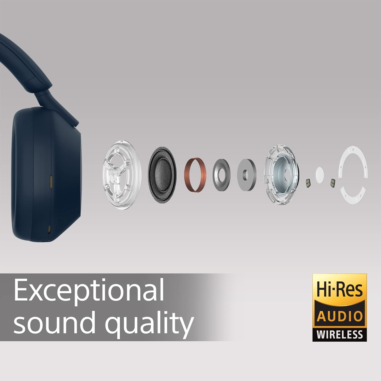 Sony WH-1000XM5 Noise Cancelling Wireless Headphones - 30 hours battery life - Around-ear style - Optimised for Alexa and the Google Assistant - with built-in mic for phone calls - Midnight Blue image 3