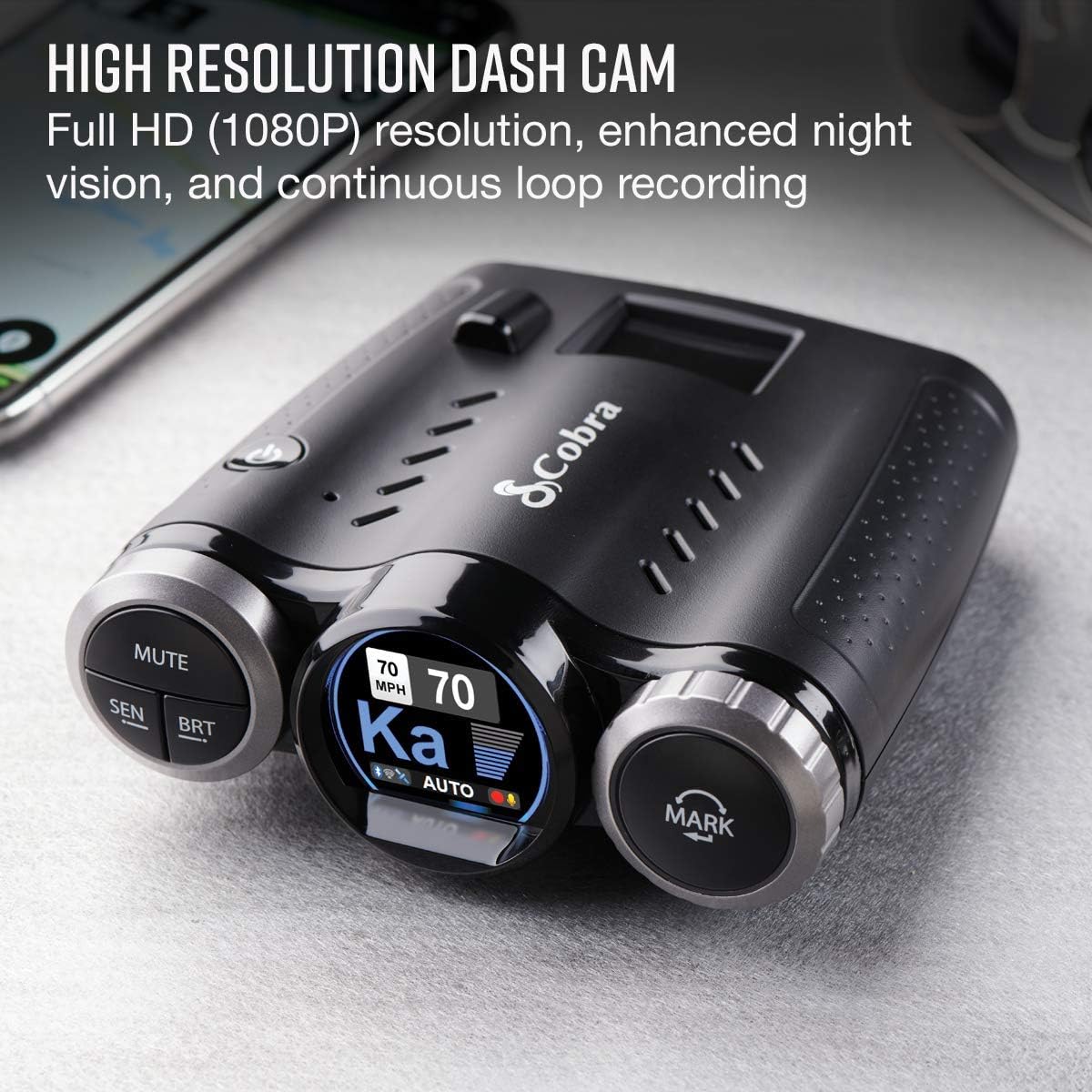 Cobra Road Scout Dash Cam and Radar Detector, Left, WiFi, Bluetooth, iRadar Compatible, HD 1080P Dash Camera for Cars, Heavy Duty EZ Mag Mount, Connects with iRadar App image 3