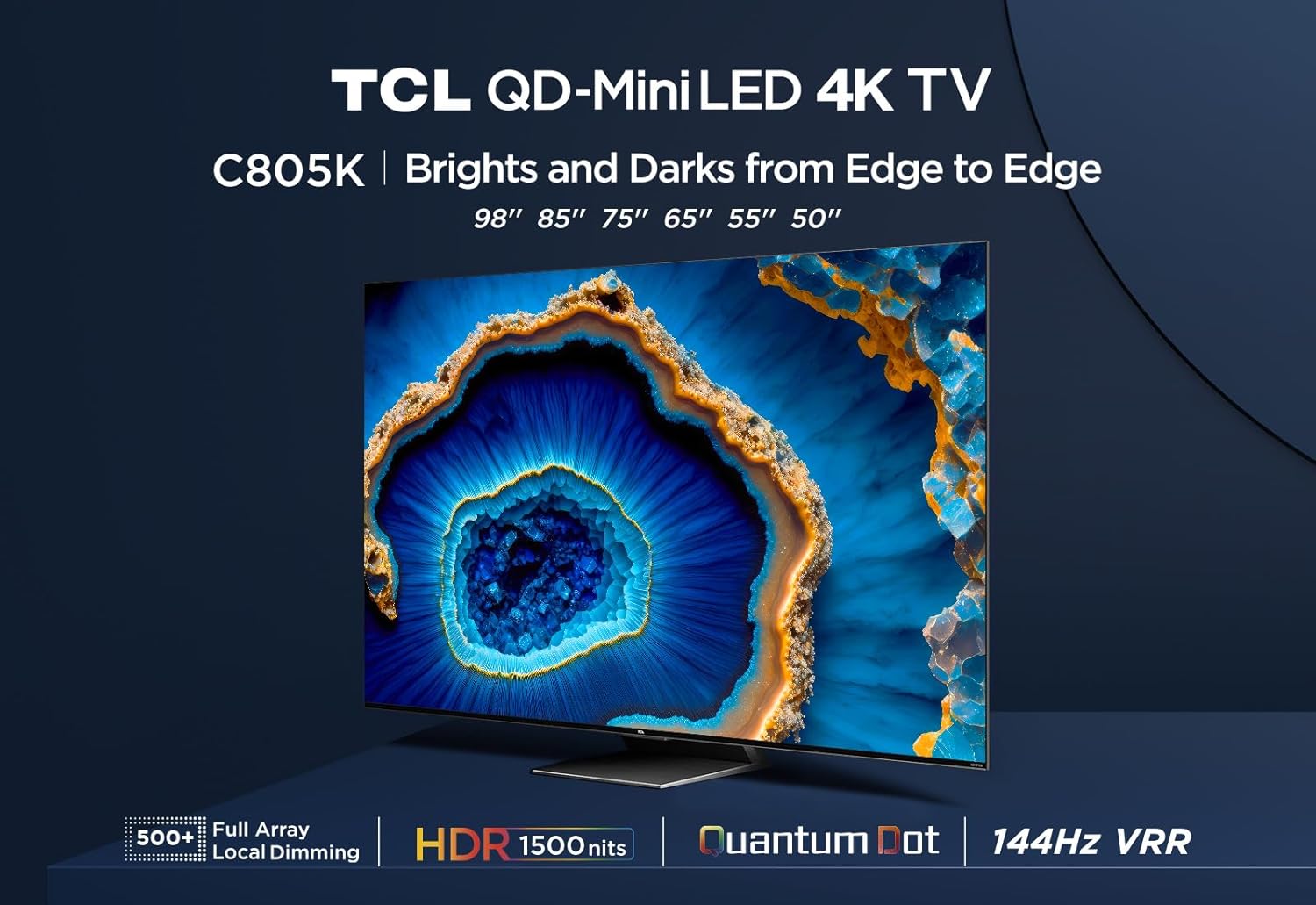 TCL 75C805K 75-inch QLED Mini LED, Full Array 4K HDR Premium 1300nits, Smart Gaming TV Powered by Google (Freesyncy Premium Pro, 144Hz Motion Clarity Pro, Dolby Vision IQ & Atmos, Onkyo sound) image 2
