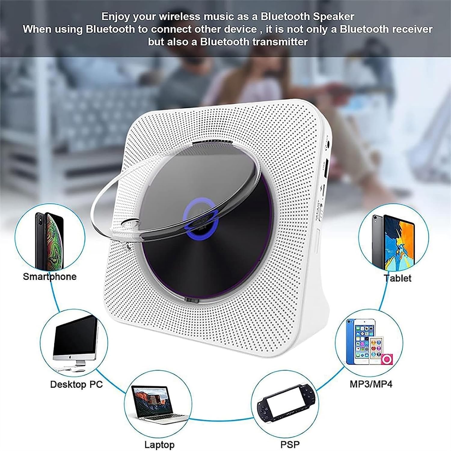Portable CD Player,Desktop Stand CD Home Audio,Built-in HiFi Speakers and Remote Control,Timed Play Sleep Aid Master,Support CD, CDR, MP3-CD, Ideal for Gift and Home Decor plug-in version image 1