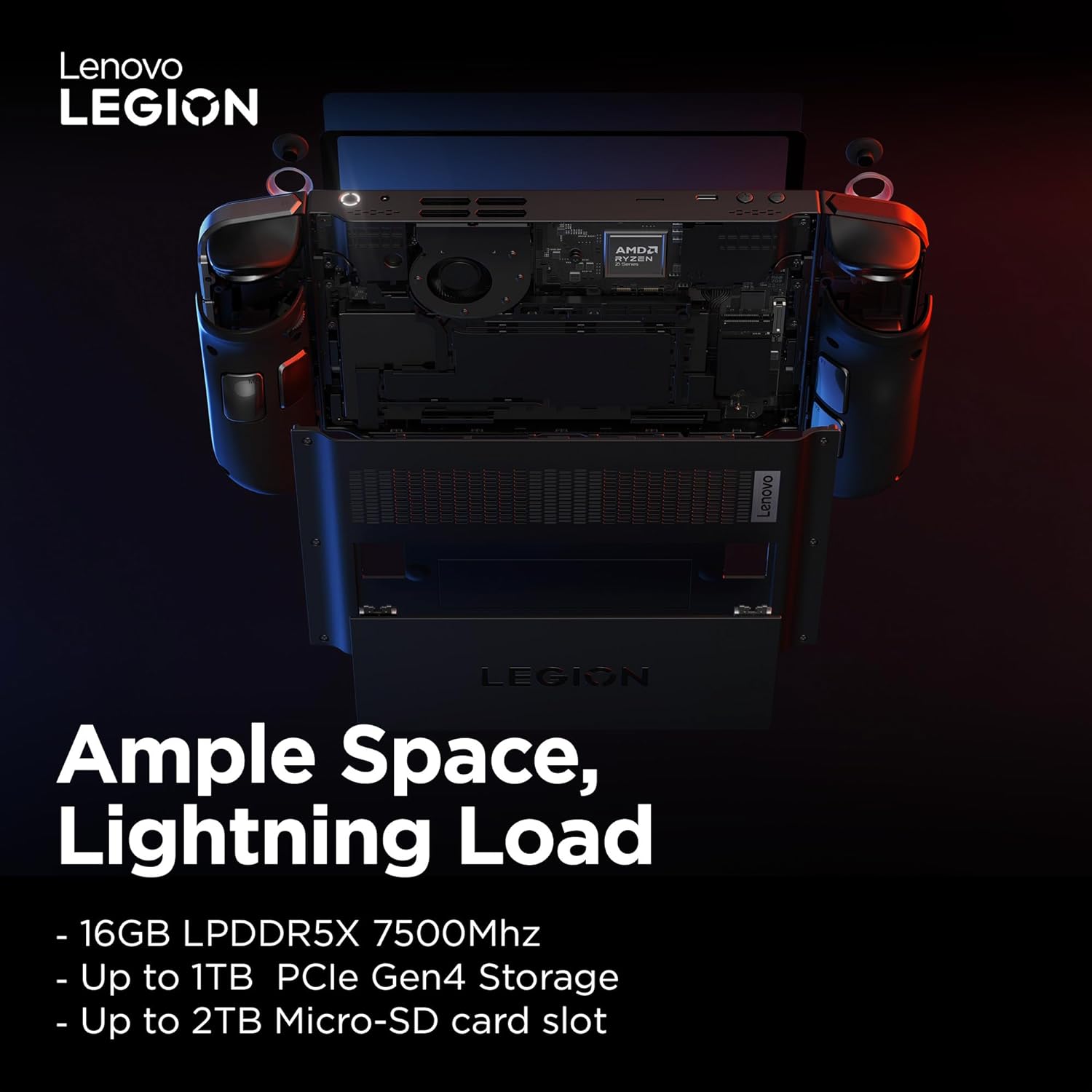 Lenovo Legion Go Handheld Gaming Console | 8.8 inch 2K Display | Detachable Controllers | AMD Ryzen Z1 Extreme | 16GB RAM | 512GB SSD | Windows 11 Home | 3 Months Xbox Games Pass image 1