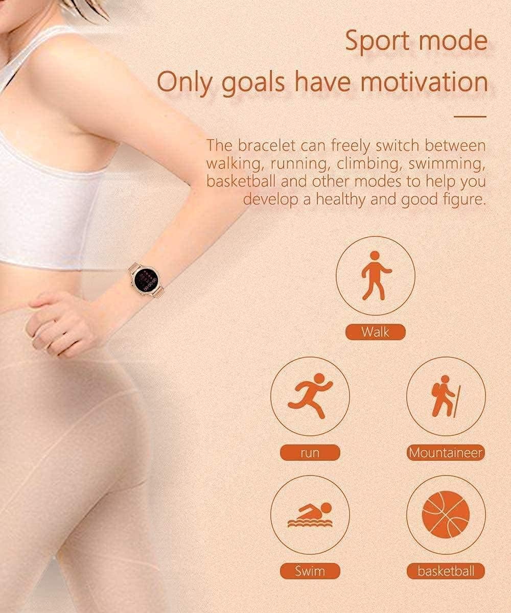 ASVIL Smart Watch Ladies Round Touchscreen IP68 Waterproof Smartwatch for Women Fitness Tracker with Heart Rate and Sleep Pedometer Bracelet (Color : 3)(2)(2) image 3