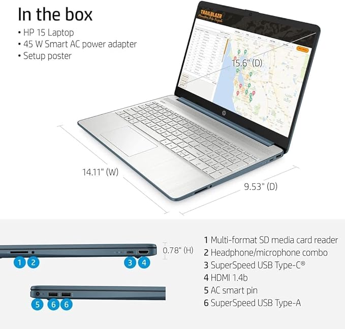 HP 15.6 inch FHD Laptop, 6-Core AMD image 2