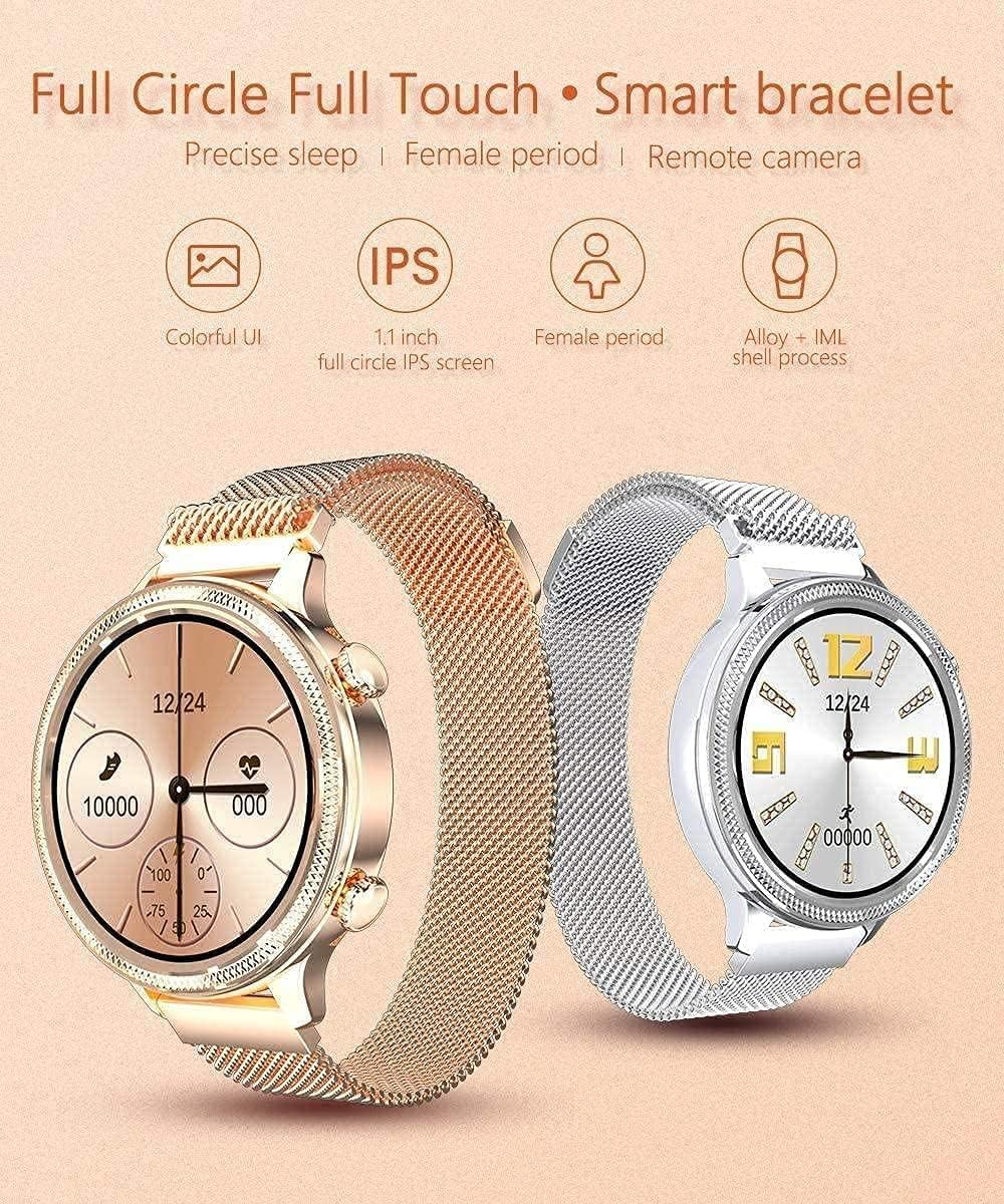 ASVIL Smart Watch Ladies Round Touchscreen IP68 Waterproof Smartwatch for Women Fitness Tracker with Heart Rate and Sleep Pedometer Bracelet (Color : 3)(2)(2) image 1